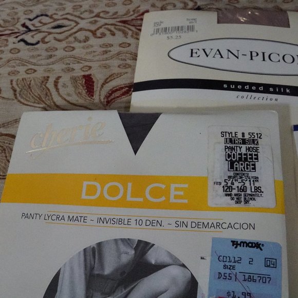 Lot 3 pair NOS Pantyhose M/L Tan Bone Coffee - Picture 2 of 7